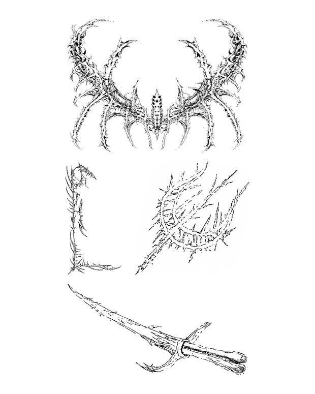 Flash sheet of hand-drawn blackwork tattoo designs by Emoitaliano (sheet 1 of 4)