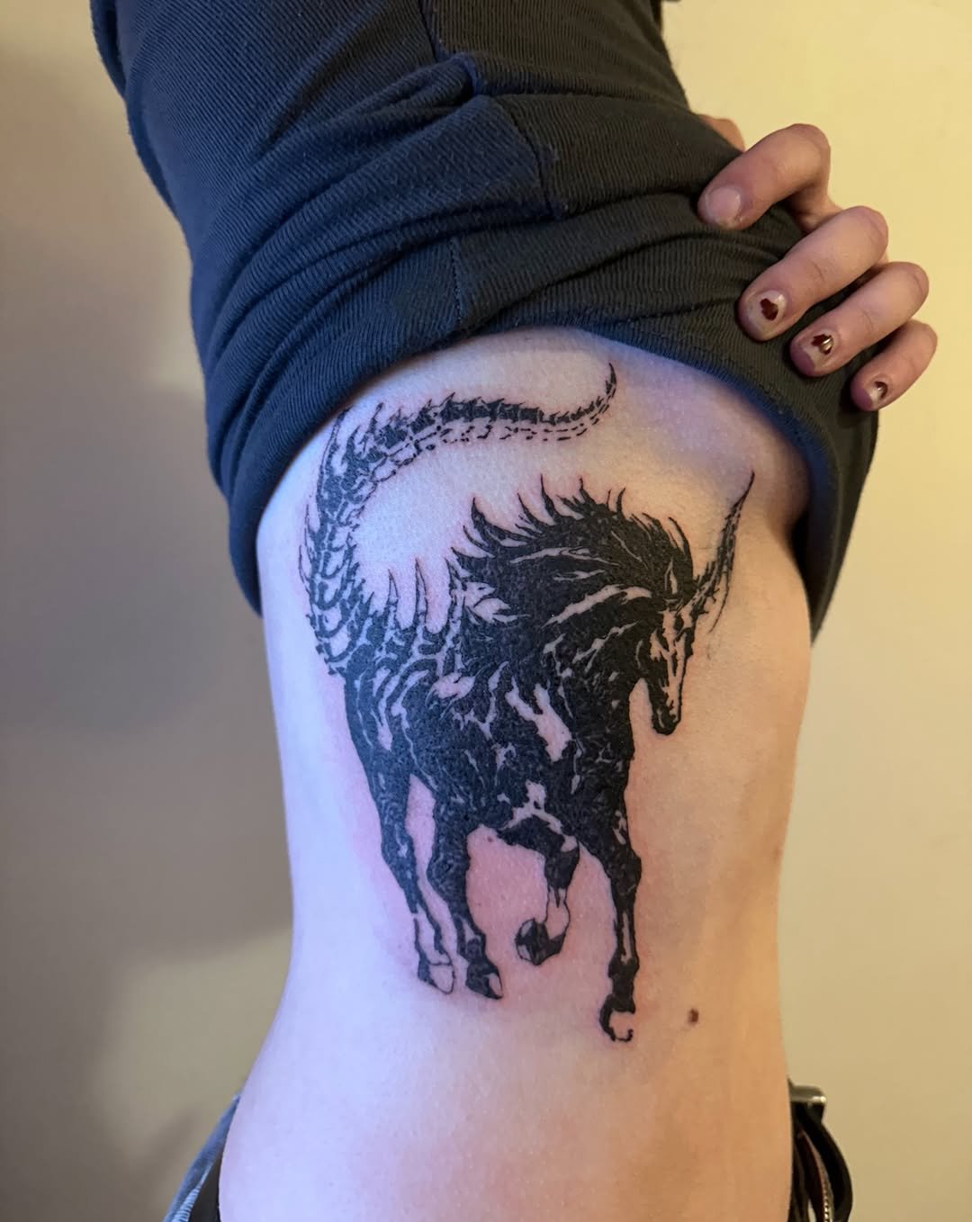 Blackwork horse tattoo by Emoitaliano
